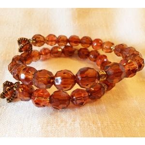Brown faceted bead stretch bracelet